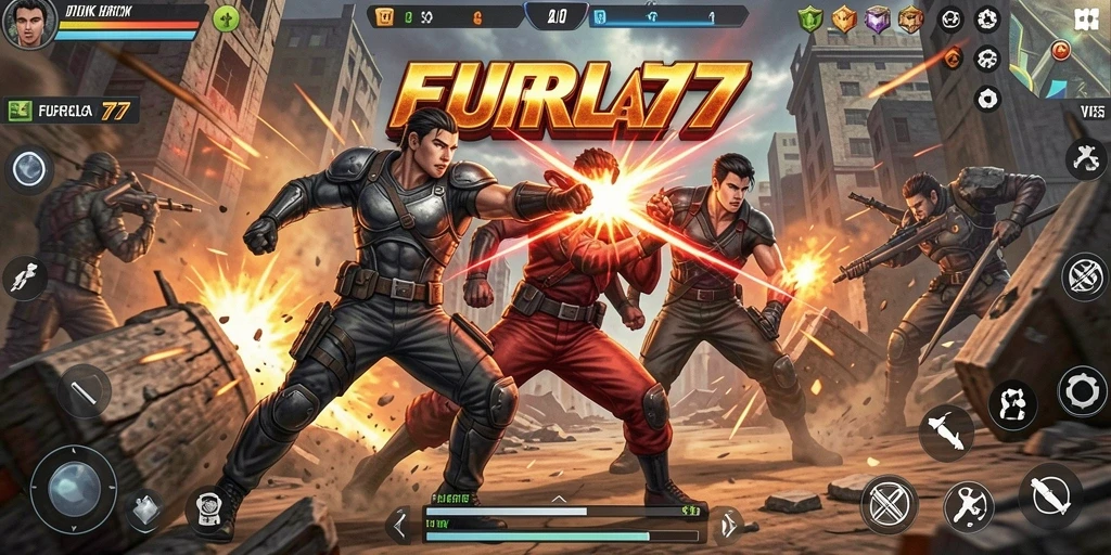 Tangkapan layar gameplay FURLA77 menampilkan aksi pertarungan yang mendebarkan.