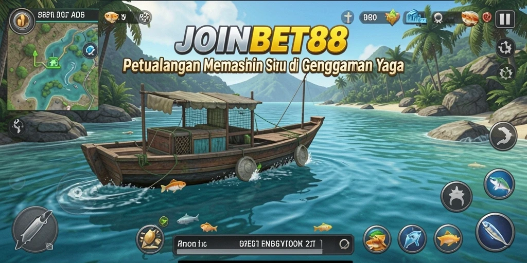 Tangkapan layar utama JOINBET88 menampilkan gameplay memancing yang mendebarkan.