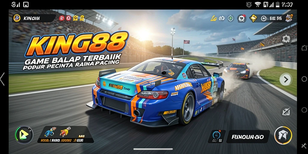 Tangkapan layar menunjukkan serunya balapan mobil di KING88.