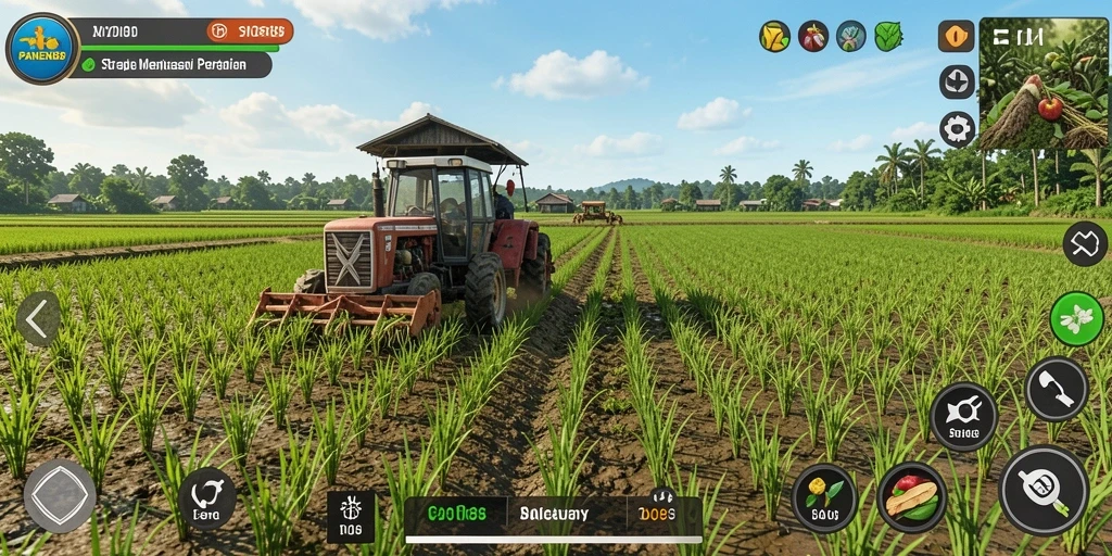 Screenshot gameplay PANEN88 menampilkan ladang pertanian yang indah dan strategis.