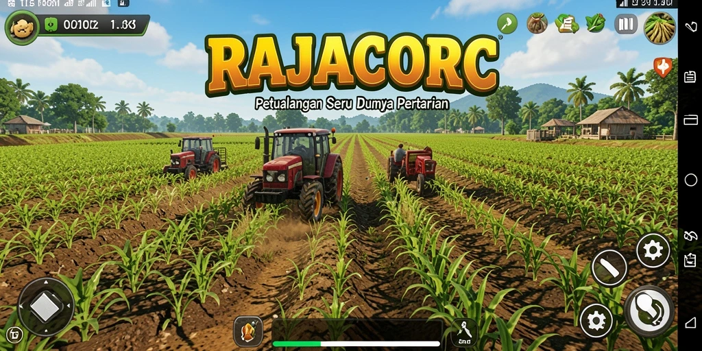 Screenshot gameplay RAJACORC dengan petualangan bertani yang seru.