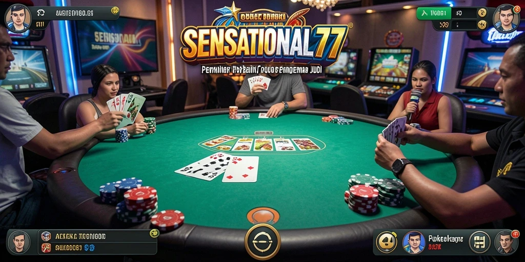 Tampilan gameplay Poker SENSATIONAL77 yang menarik dan interaktif.